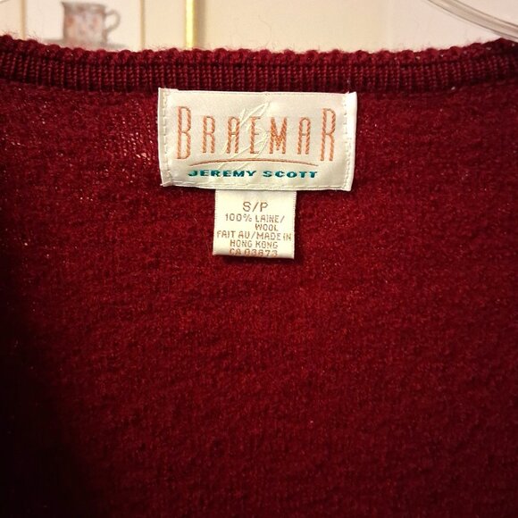 Vintage Braemar Jeremy Scott Wine-red Burgundy 100% Wool Fall Winter Jacket - Picture 14 of 14